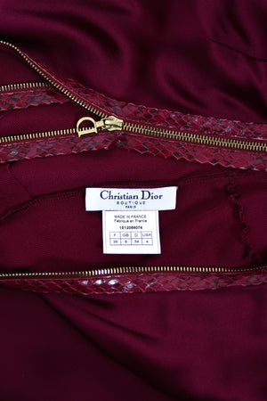 2001 Christian Dior by John Galliano Wine-Red Silk Snakeskin Zippers High Slit Bias-Cut Gown