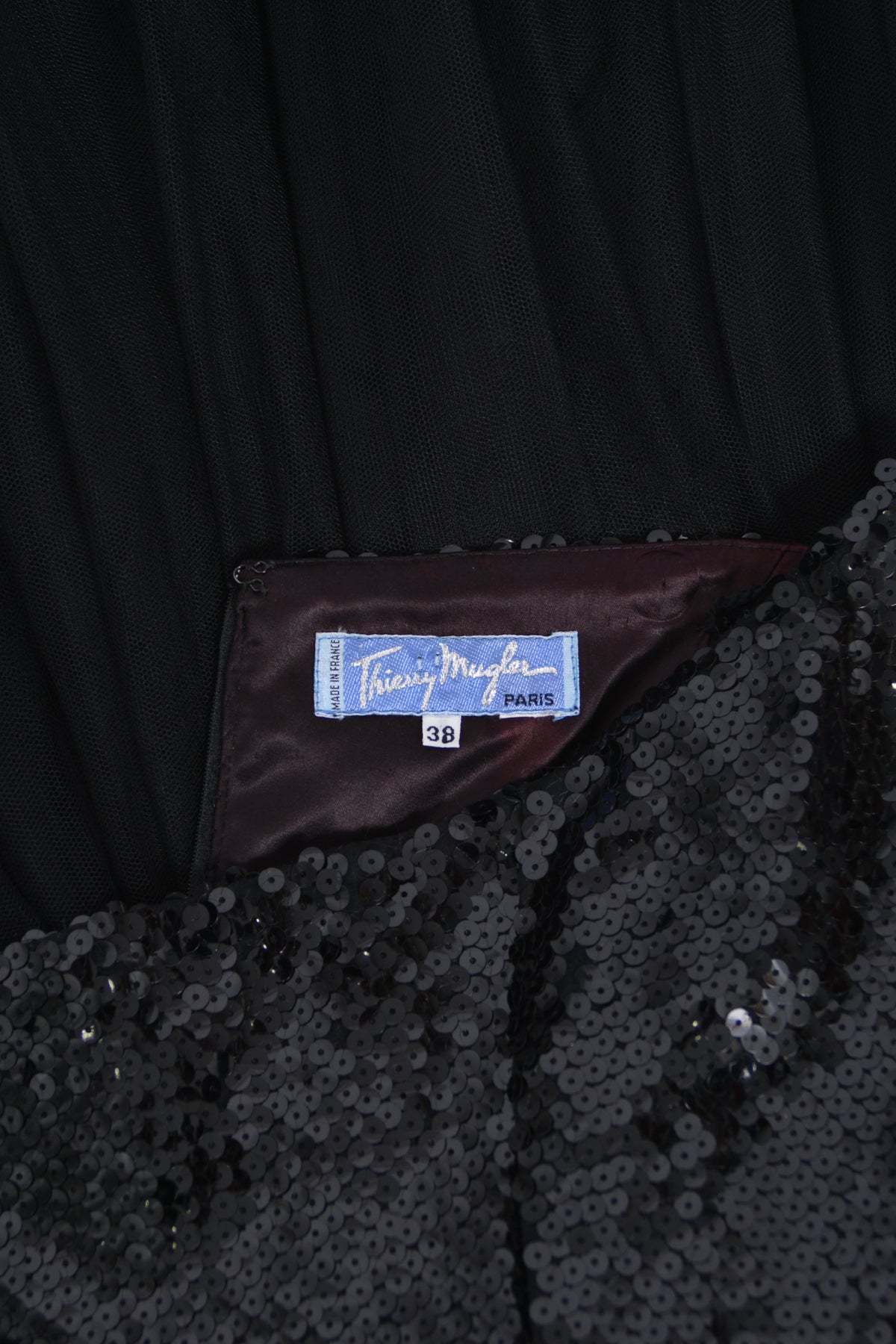 1986 Thierry Mugler &#39;Hiver Russe&#39; Collection Black Sequin Bustier Sheer Gown