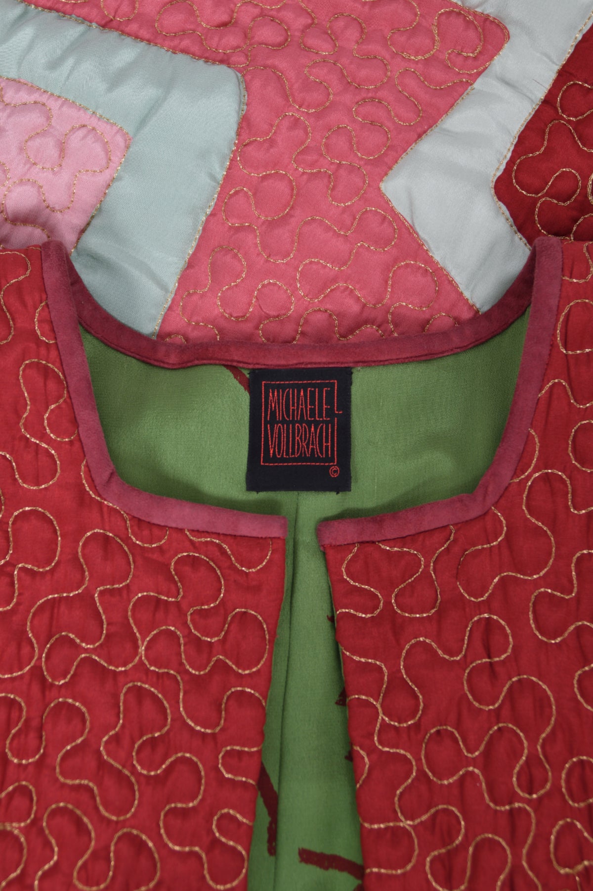 1980&#39;s Michaele Vollbracht Couture Iconic Metallic Embroidered Graphic Silk Cape