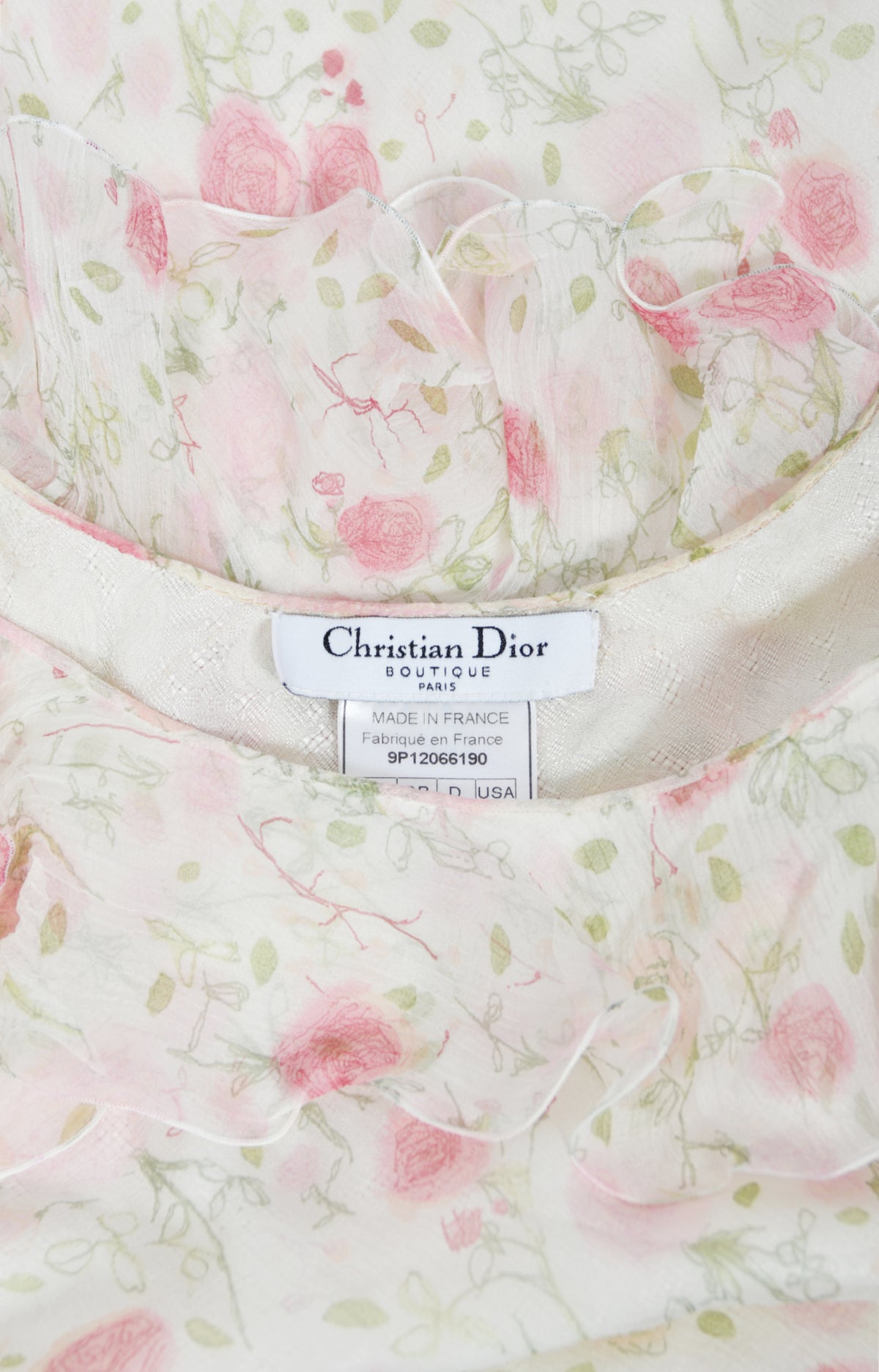 1999 Christian Dior by John Galliano Pink Roses Print Silk Off Shoulder Bias-Cut Dress