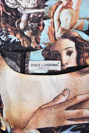 1993 Dolce & Gabbana Iconic Runway 'Birth of Venus' Collage Print High-Slit Hourglass Dress