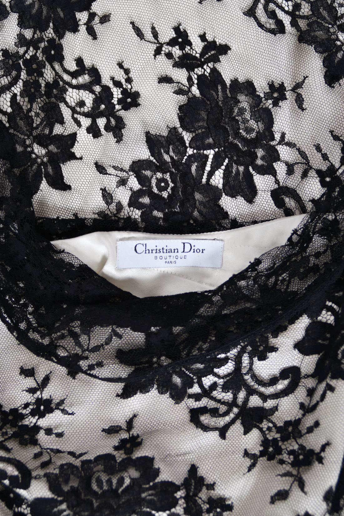 2005 Christian Dior by John Galliano Black Lace &amp; Ivory Silk Trained Bias-Cut Gown