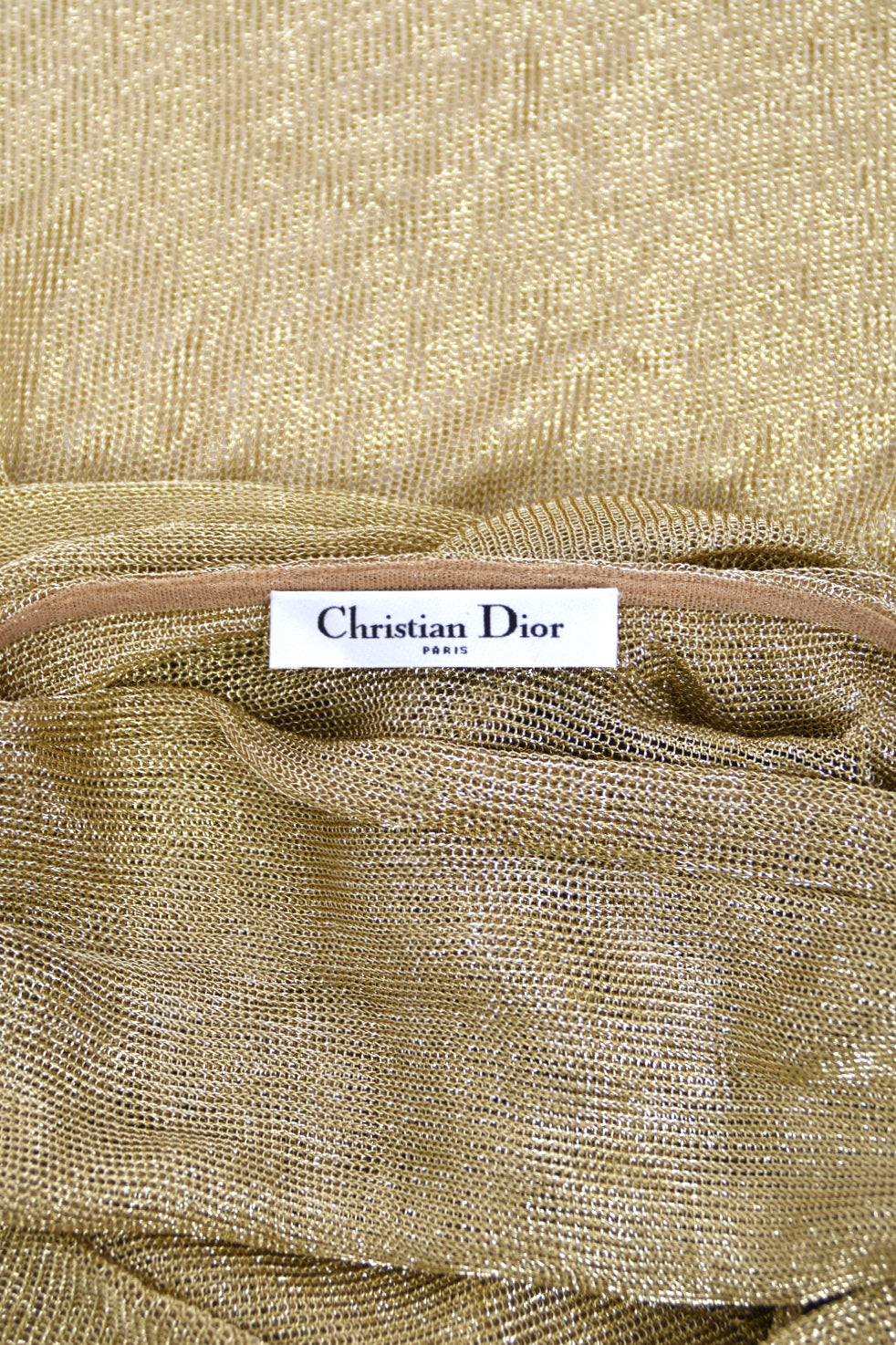 1999 Christian Dior by John Galliano Metallic Gold Sheer Mesh Asymmetric Maxi Gown