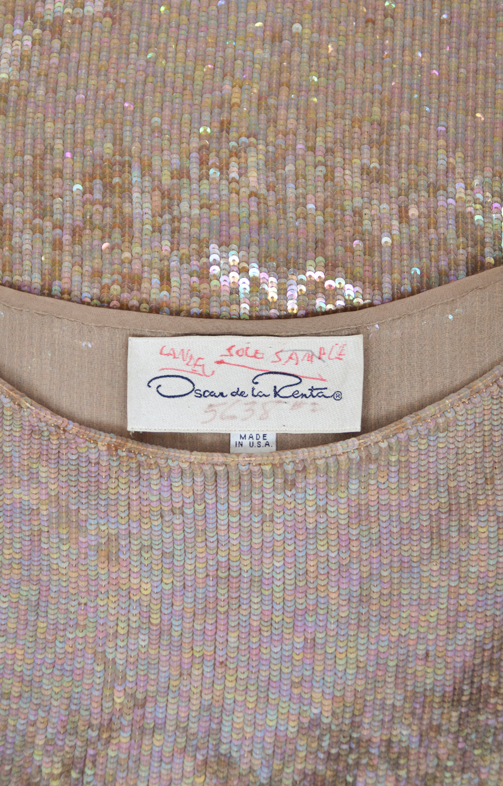 1997 Oscar de la Renta Runway Fully Sequin Floral Motif High-Slit Gown