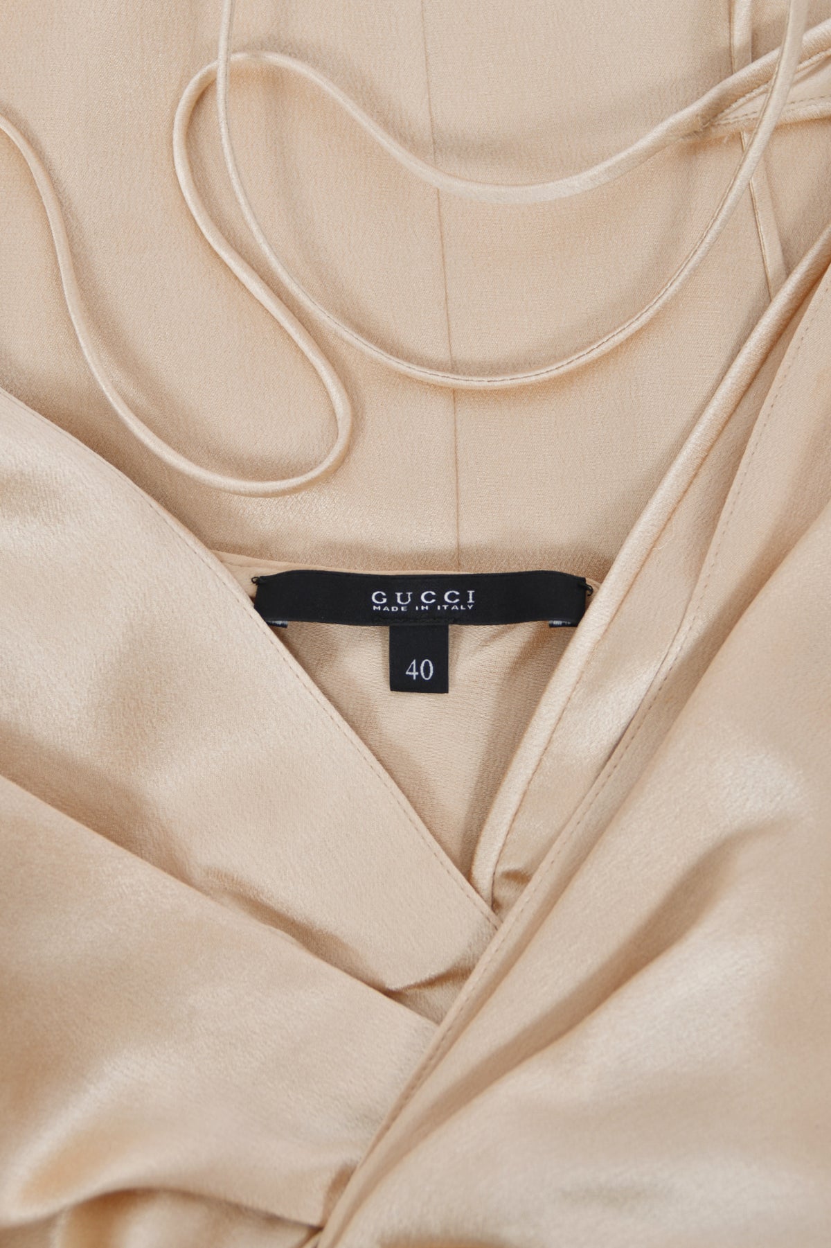 2011 Gucci Resort Collection Champagne Silk Draped Low-Plunge High Slit Maxi Slip Dress