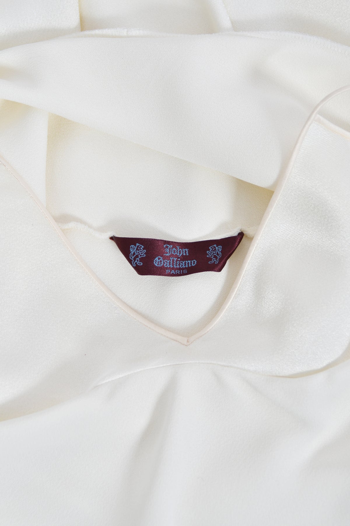 1994 John Galliano &#39;São Schlumberger&#39; Collection Ivory Off Shoulder Bias-Cut Gown