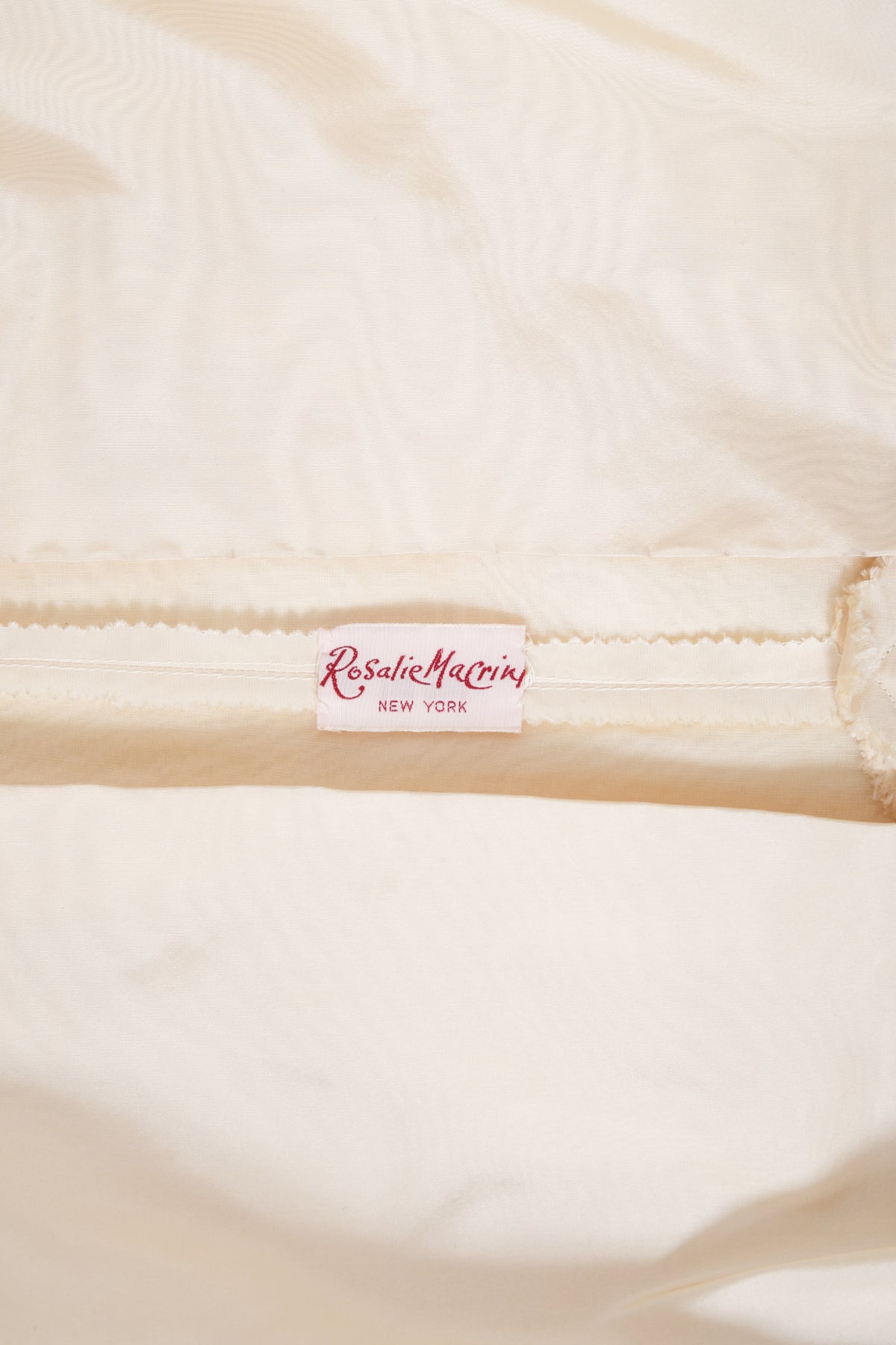 1950&#39;s Rosalie Macrini Couture Cream Silk Strapless Bridal Wedding Gown