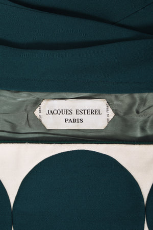 1966 Jacques Esterel Haute Couture Documented Teal Green Op-Art Mod Dress