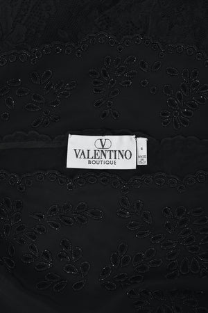 1998 Valentino Runway Black Beaded Cut-Out Silk & Sheer Lace Bias-Cut Gown