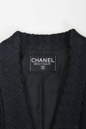 1993 Chanel by Karl Lagerfeld Documented Midnight Blue Wool Cropped Jacket