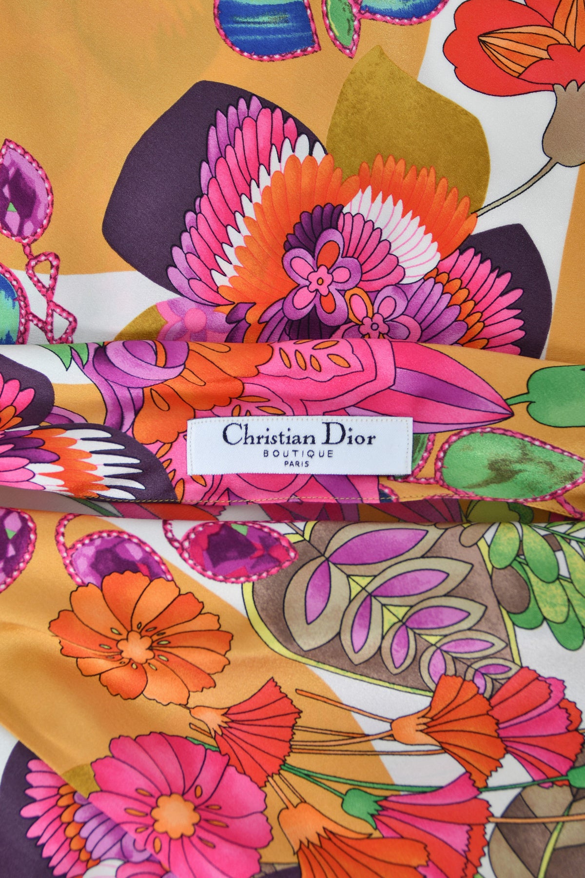 2005 Christian Dior by John Galliano Colorful Tie Dye Floral Silk Bias-Cut Dress