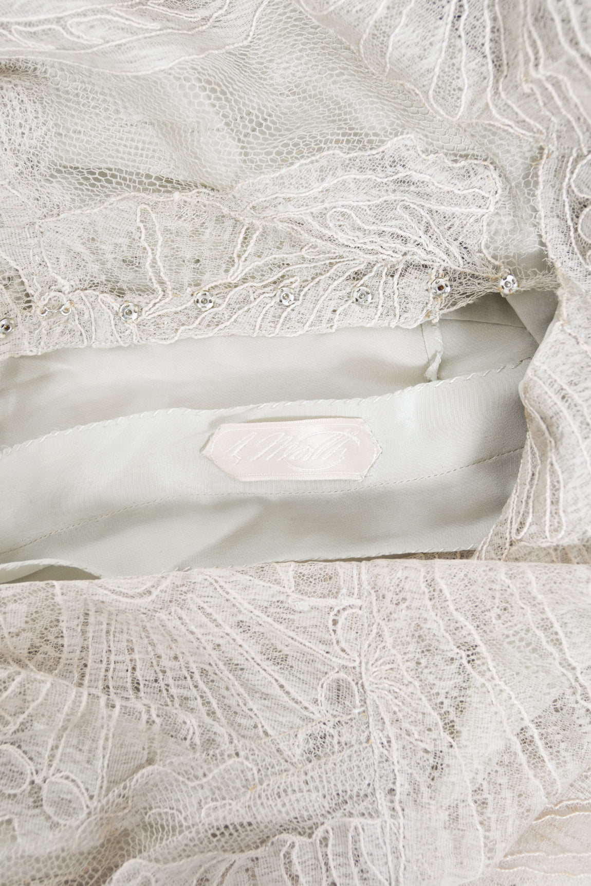 1932 Worth Couture for Elizabeth Arden Sequin Ivory Seashell Motif Lace Gown