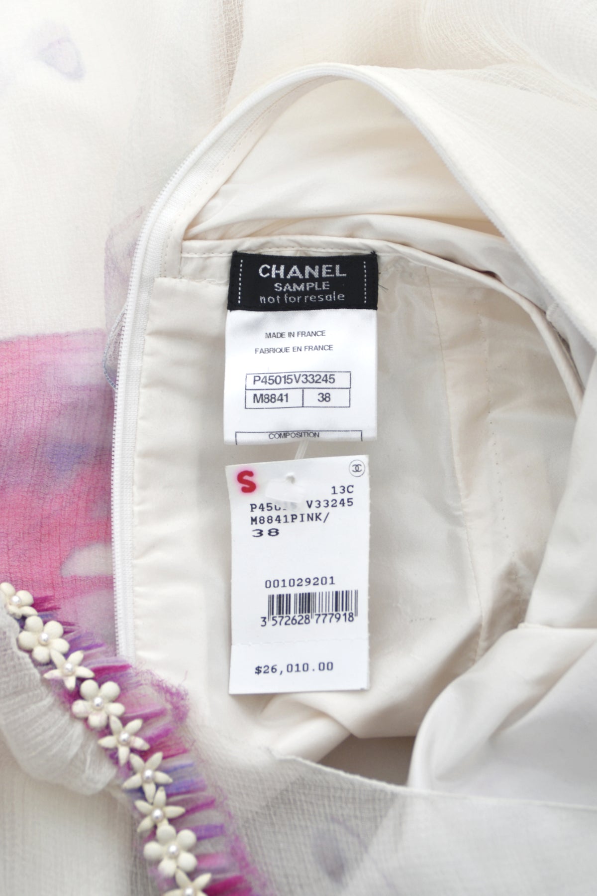 2013 Chanel by Karl Lagerfeld Cruise Collection Beaded Ivory Floral Silk Mini Dress w/Tags