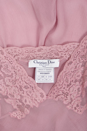 1999 Christian Dior by John Galliano Lilac Sheer Silk & Lace 'Lingerie' Camisole Pants Set