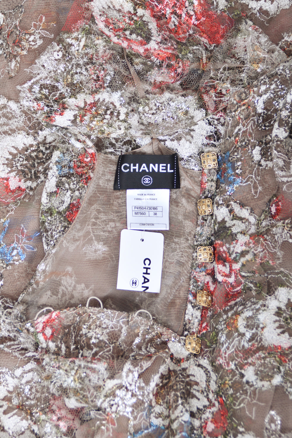 Iconic 2011 Chanel Runway Vogue Rihanna Editorial Sheer Metallic Lace Gown