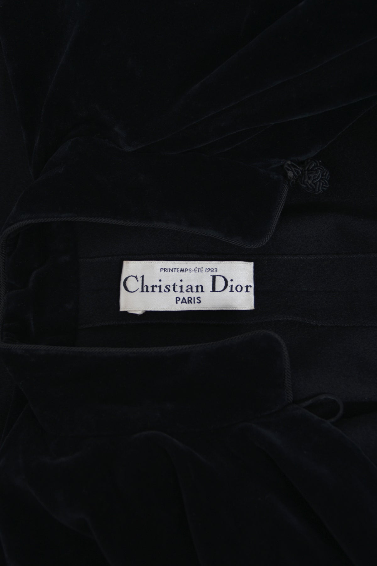 1983 Christian Dior Haute Couture Black Wool &amp; Silk-Velvet Full Length Cape
