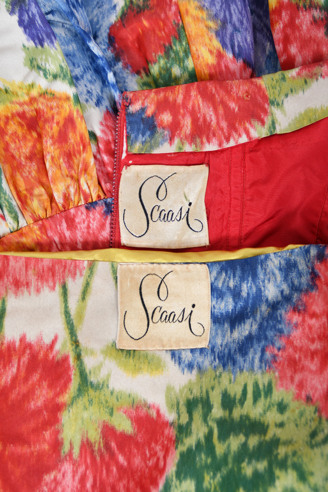 1958 Arnold Scaasi Couture Colorful Floral Silk Strapless Dress &amp; Swing Jacket