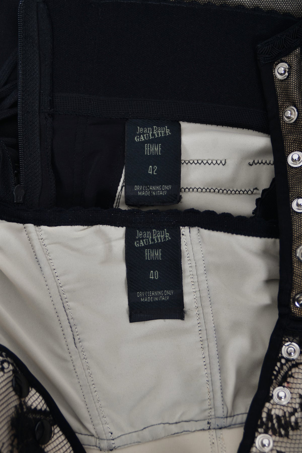 1988 Jean Paul Gaultier Documented Cowboy Lace 'Cone Bra' Bustier Lingerie Set