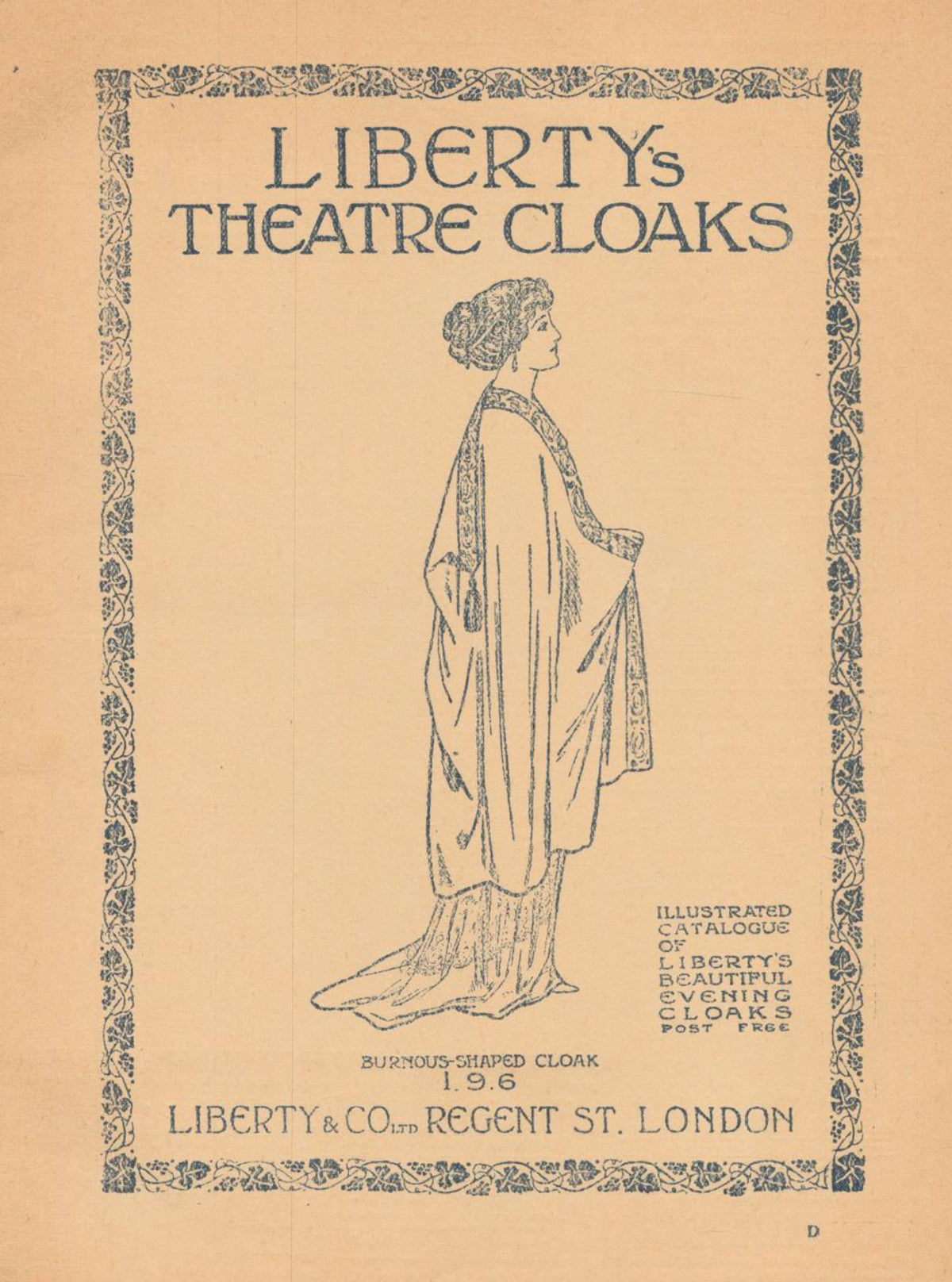 1920&#39;s Liberty &amp; Co Couture Metallic Gold Lamé Silk Art-Deco Motif Cape