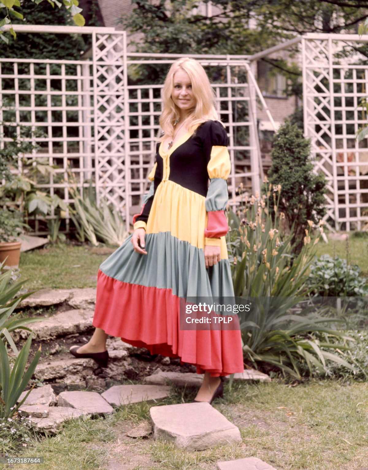 1970 Ossie Clark Vogue Documented Traffic-Light Block Color Crepe Dress