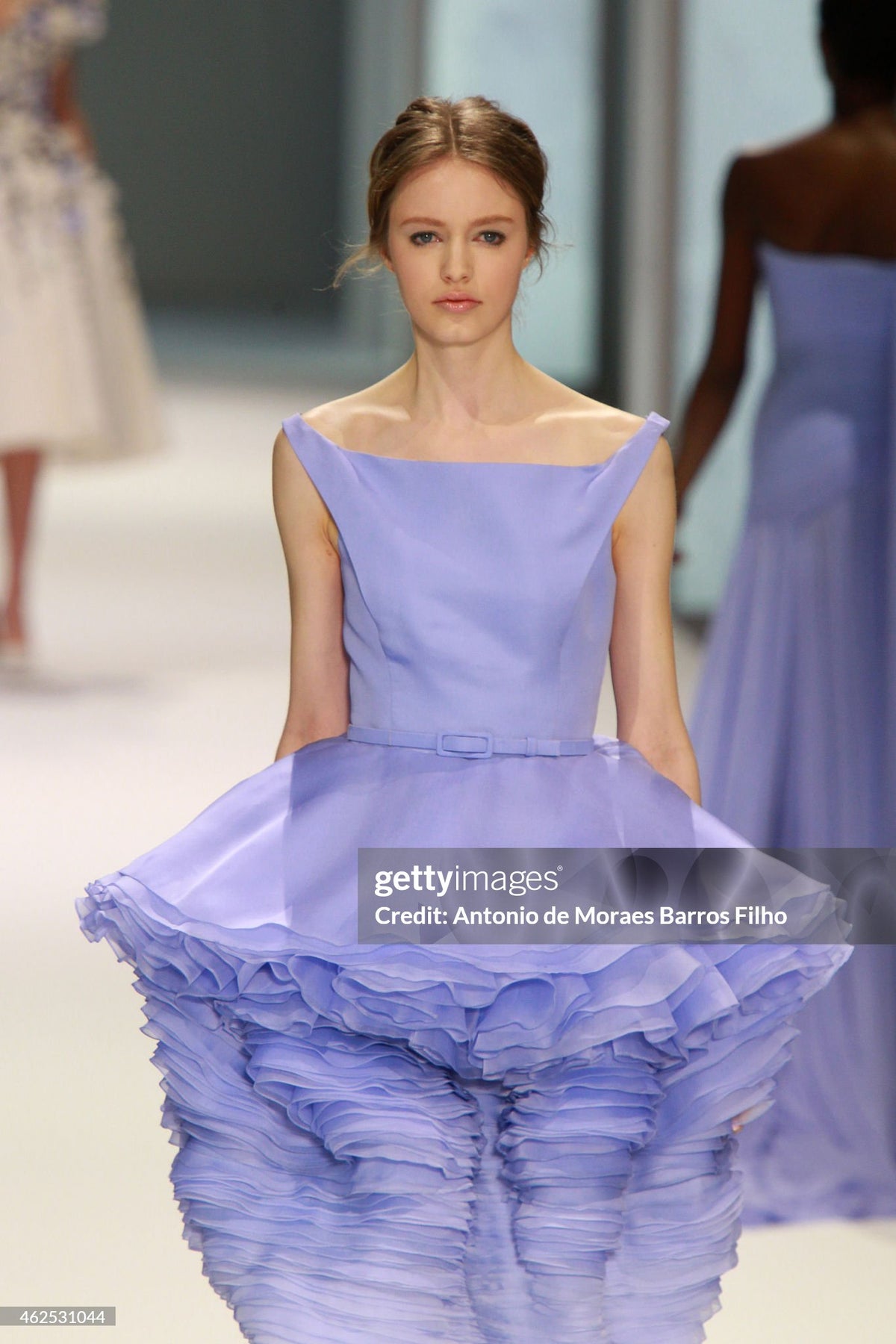 2015 Ralph &amp; Russo Haute Couture Runway 'Blooming' Ombré Blue Silk Sculptural Dress