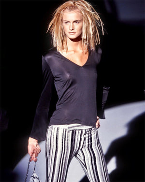 2000 Gucci by Tom Ford Documented Runway Campaign Fully-Beaded Striped Pants