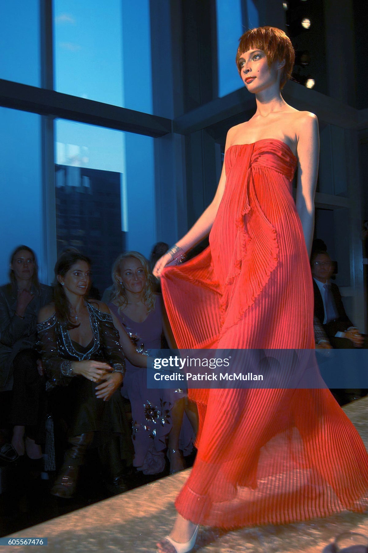 2007 Christian Dior by John Galliano Heavily-Pleated  Raspberry Silk Strapless Bustier Gown