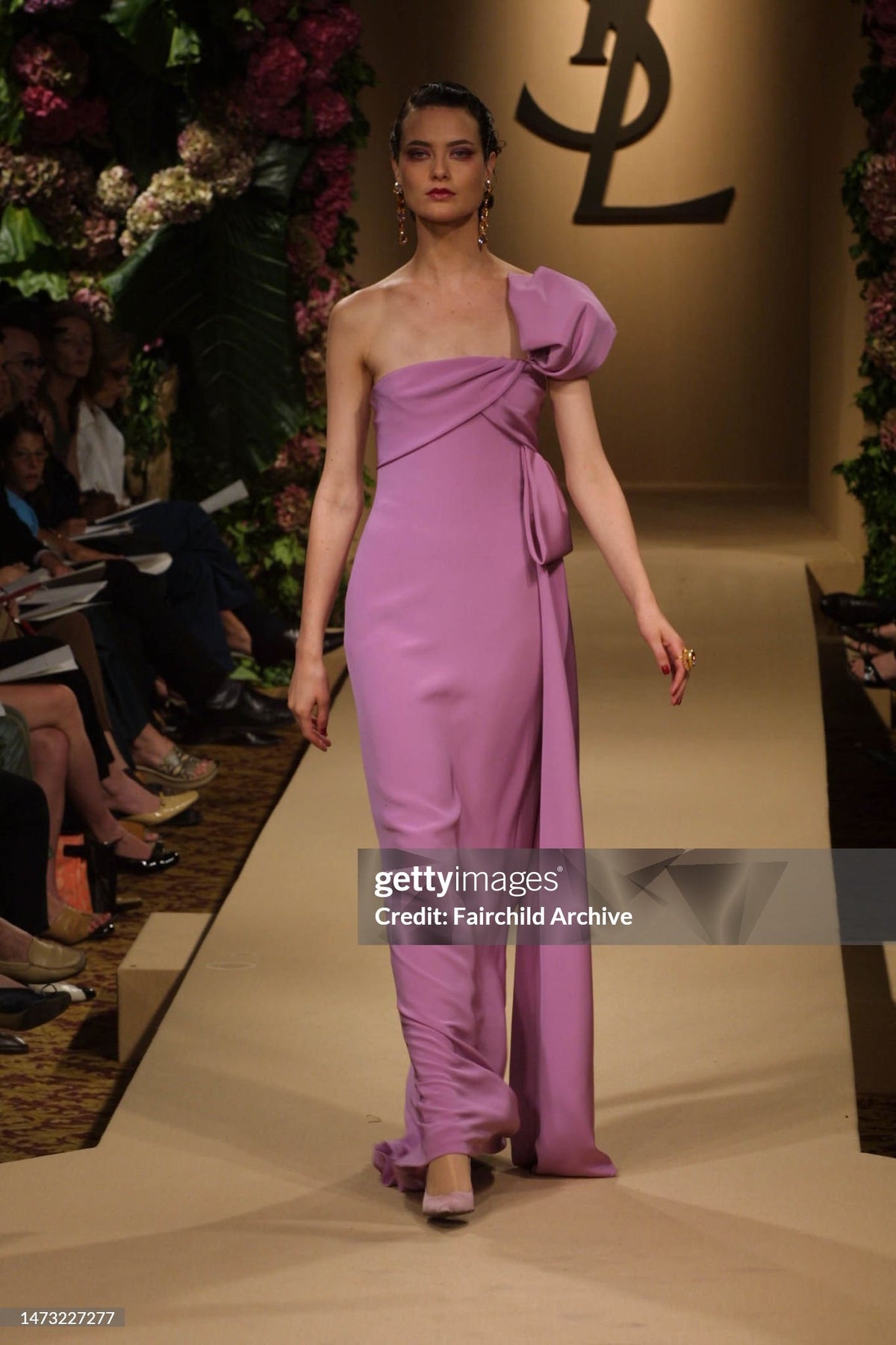 2001 Yves Saint Laurent Haute Couture Runway Lilac Silk Sculptural Asymmetric Gown