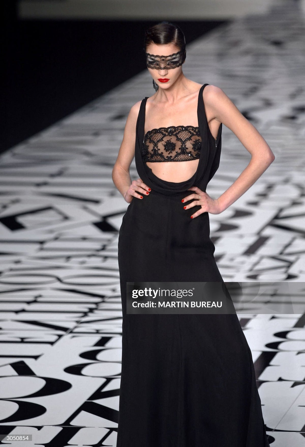 2004 Valentino Runway Beaded Bralette Draped Sheer Silk Cut-Out Gown