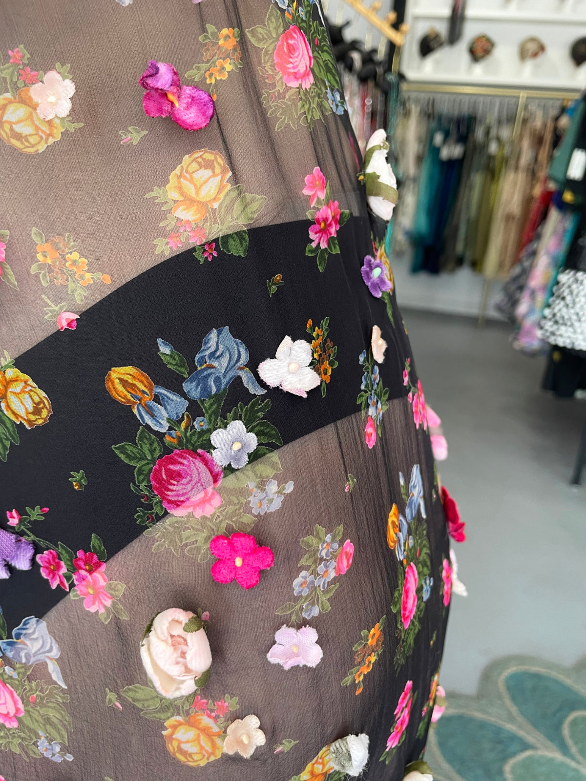 1999 Dolce &amp; Gabbana Sheer Appliqué Floral Silk Built-In Bra Slip Dress