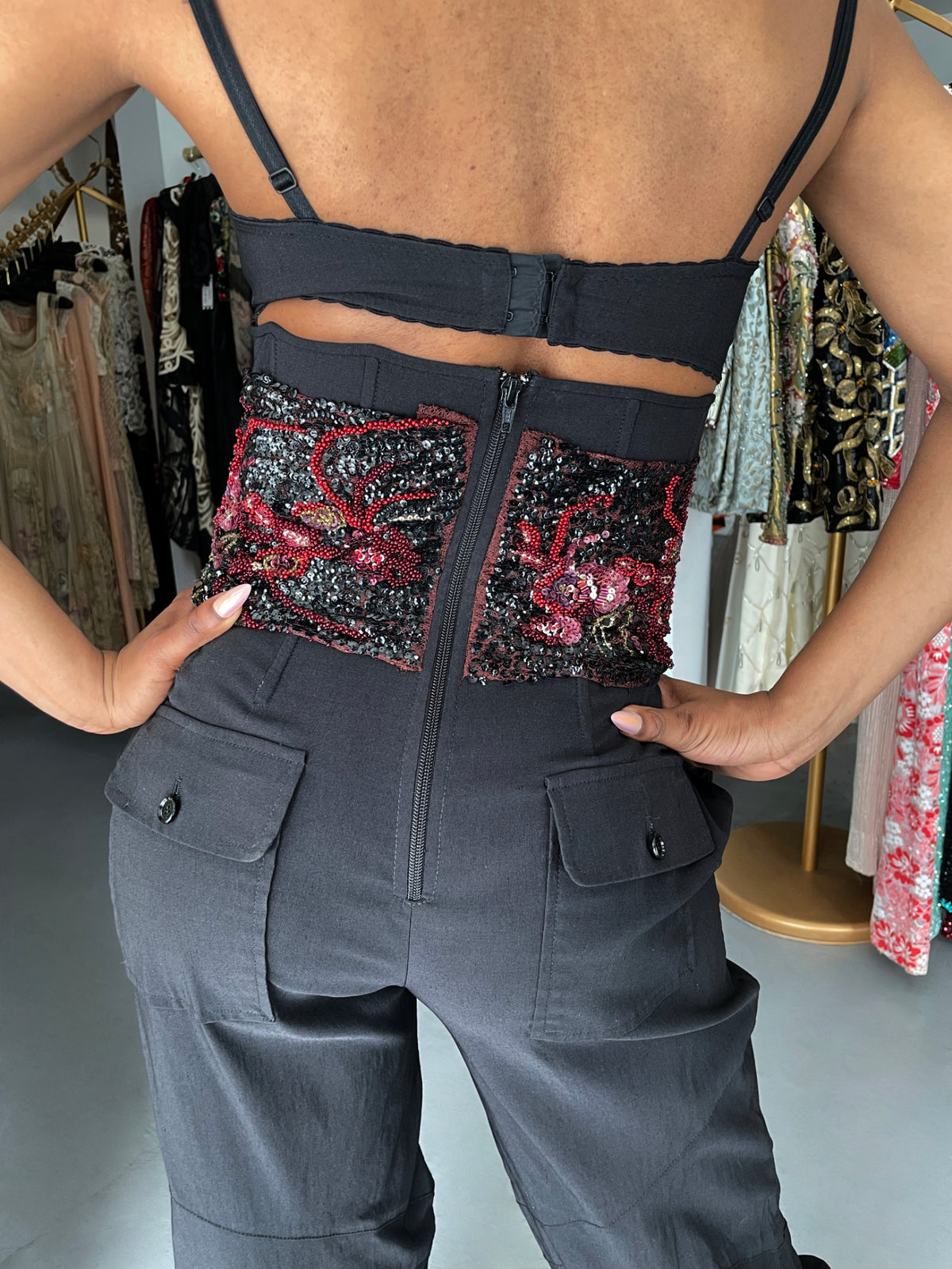 1999 Dolce &amp; Gabbana Custom Couture for Whitney Houston Beaded Bustier Jumpsuit