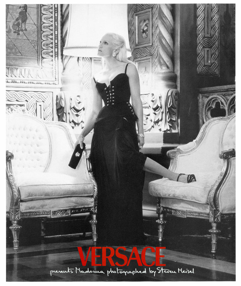 1995 Gianni Versace Couture Black Corset High-Slit Important Campaign Gown
