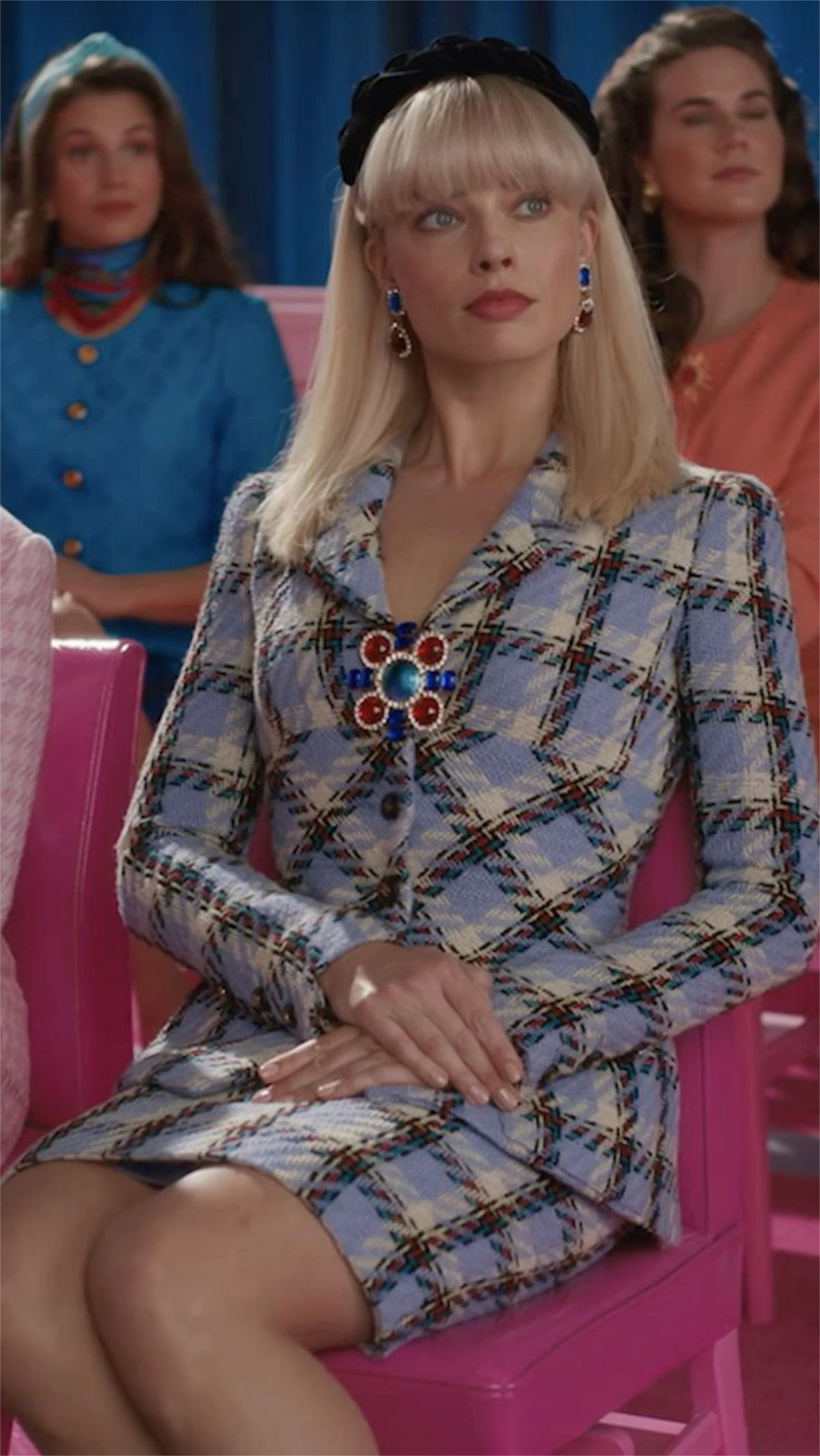 1995 Chanel by Karl Lagerfeld Runway Periwinkle Plaid Wool Barbie Jacket &amp; Skirt