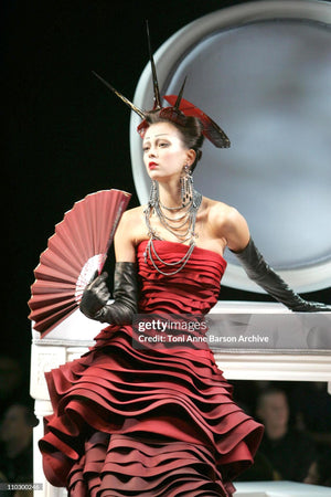 2007 Christian Dior by John Galliano Couture Runway Gunmetal Pearl Necklace & Chandelier Earrings