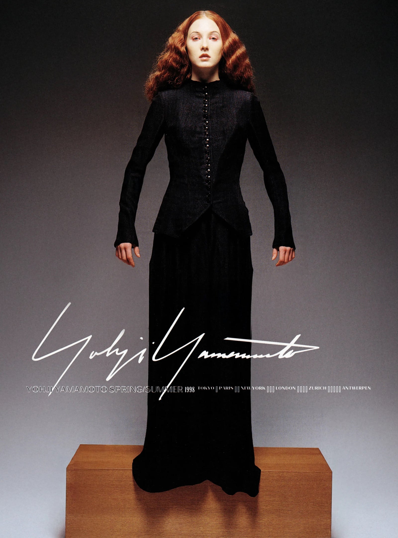 1998 Yohji Yamamoto Editorial Herringbone Button-Up Boned Jacket & Maxi Skirt w/Tags