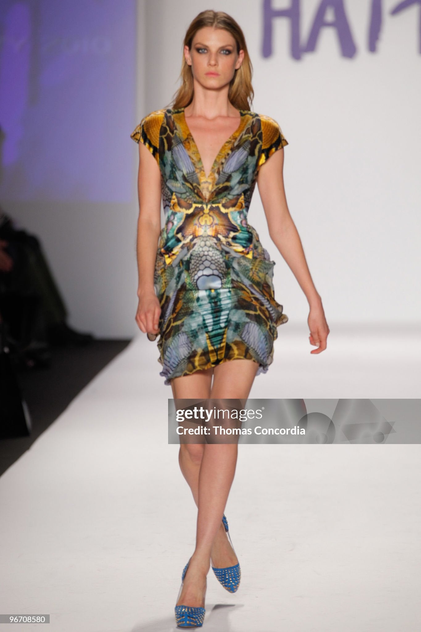 2010 Alexander McQueen 'Plato's Atlantis' Collection Colorful Print Silk Sculpted Mini Dress