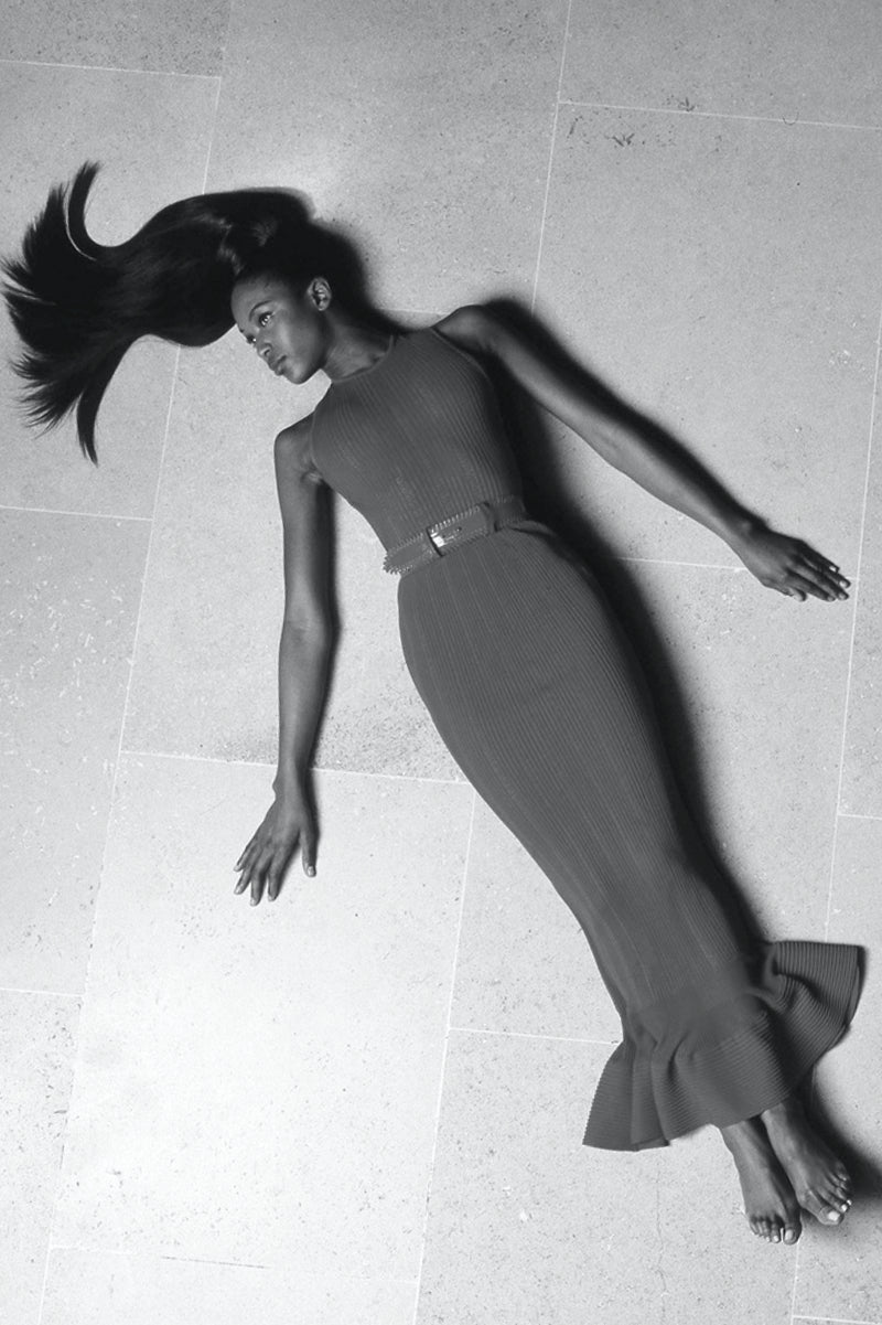 1996 Azzedine Alaïa Black Nude-Illusion Silky Knit Bodycon Floor Length Gown