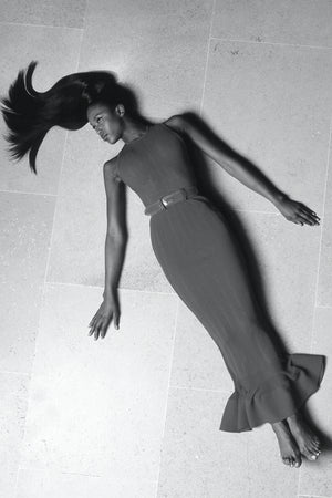 1996 Azzedine Alaïa Black Nude-Illusion Silky Knit Bodycon Floor Length Gown