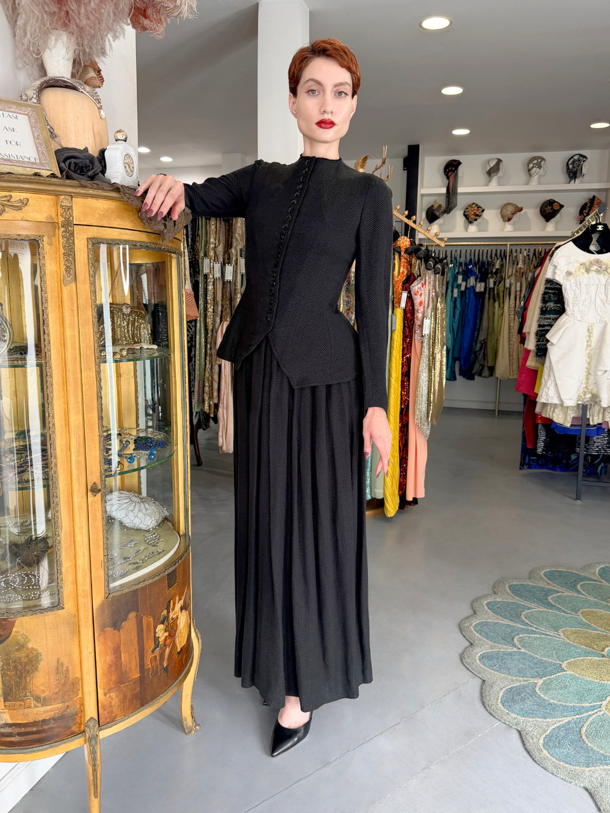 1998 Yohji Yamamoto Editorial Herringbone Button-Up Boned Jacket &amp; Maxi Skirt w/Tags