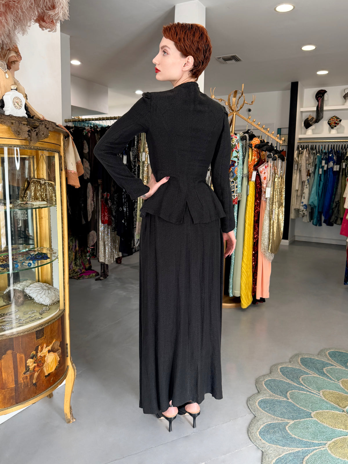 1998 Yohji Yamamoto Editorial Herringbone Button-Up Boned Jacket &amp; Maxi Skirt w/Tags