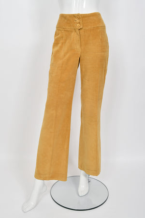 1968 Biba Documented Marigold Corduroy Funnel-Collar Jacket Pants Suit