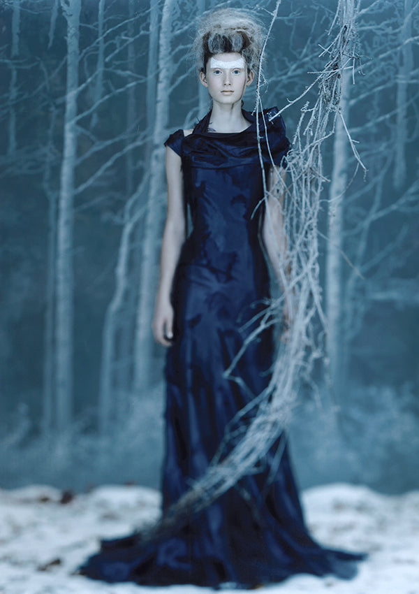 1999 Christian Dior by John Galliano Sapphire Blue Eyelash Silk Backless Bias-Cut Gown