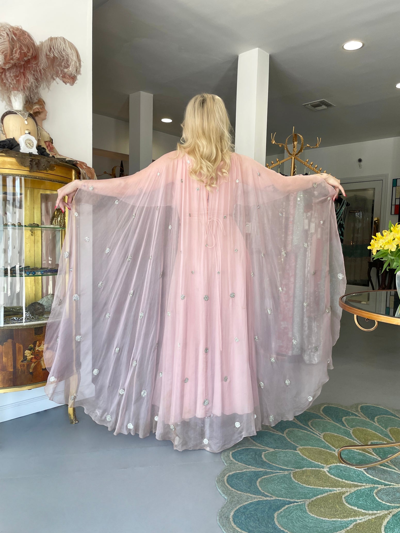 valentino silk cape dress VALENTINO GARAVANI Cape-Effect Cutout Silk Midi Dress