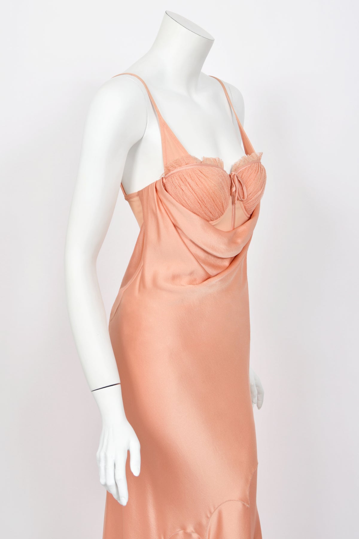 2004 Alexander McQueen Runway Pink Silk Bustier Bias-Cut Dress w/ Tags