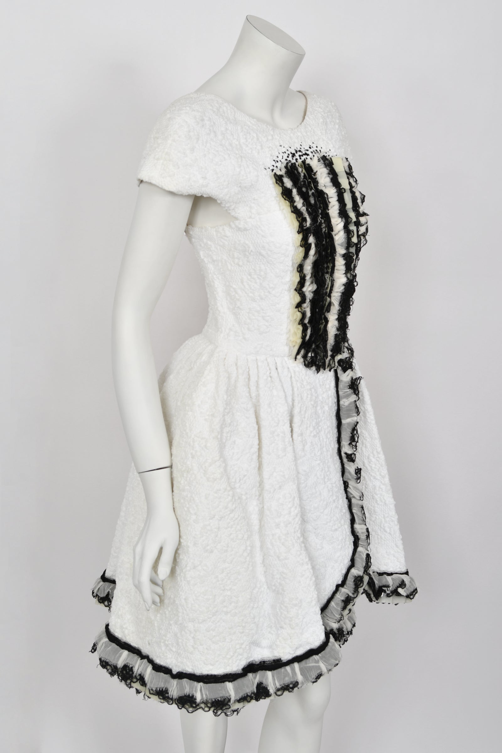 chanel white mini dress 2013 Chanel by Lagerfeld White Textured Silk Full-Skirt Mini Dress