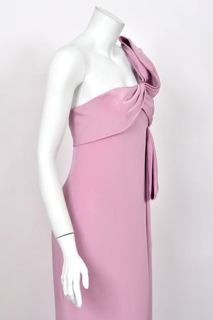 2001 Yves Saint Laurent Haute Couture Runway Lilac Silk Sculptural Asymmetric Gown