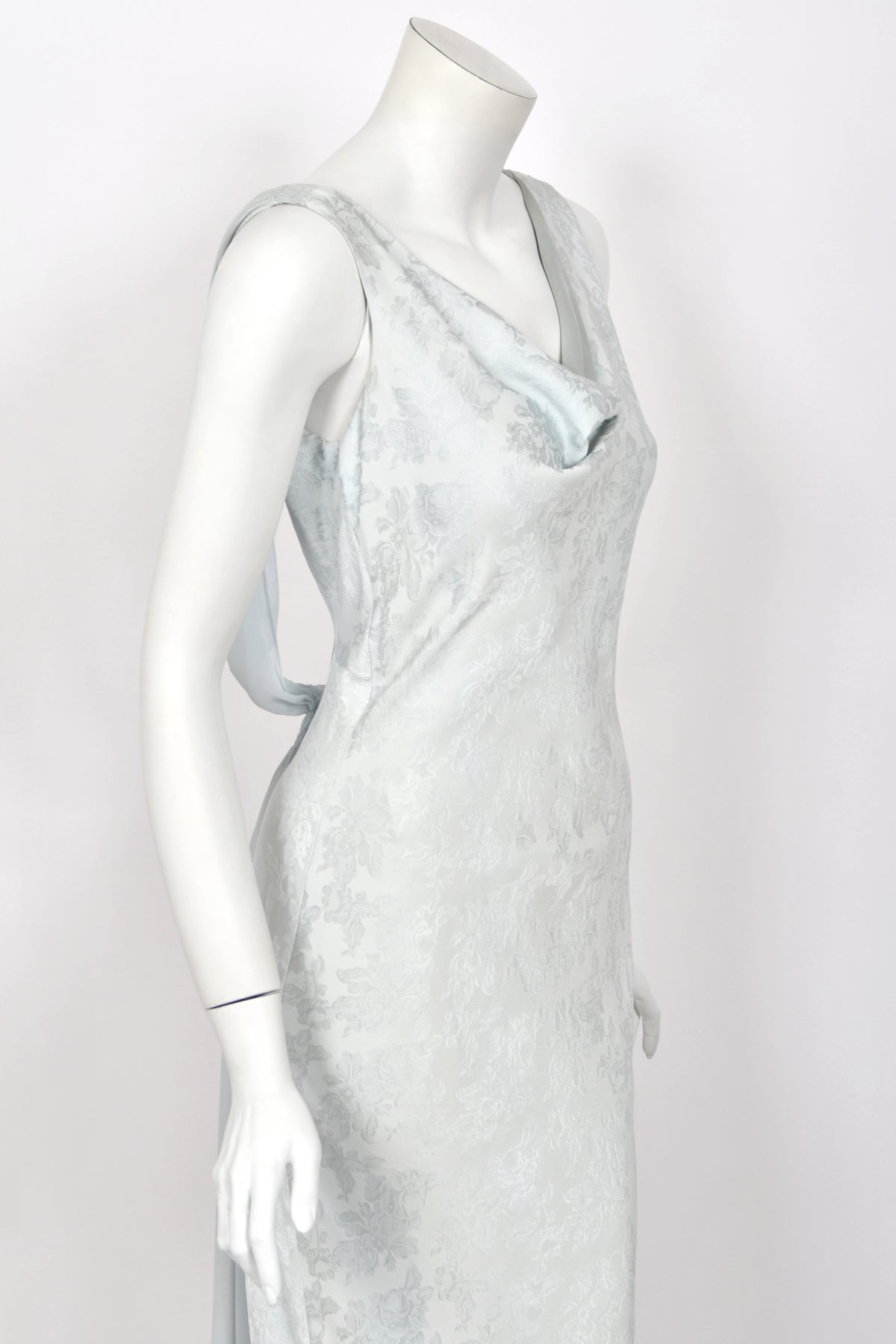1998 Christian Dior by John Galliano 'In a Boudoir Mood' Ice-Blue Floral Silk Bias-Cut Gown