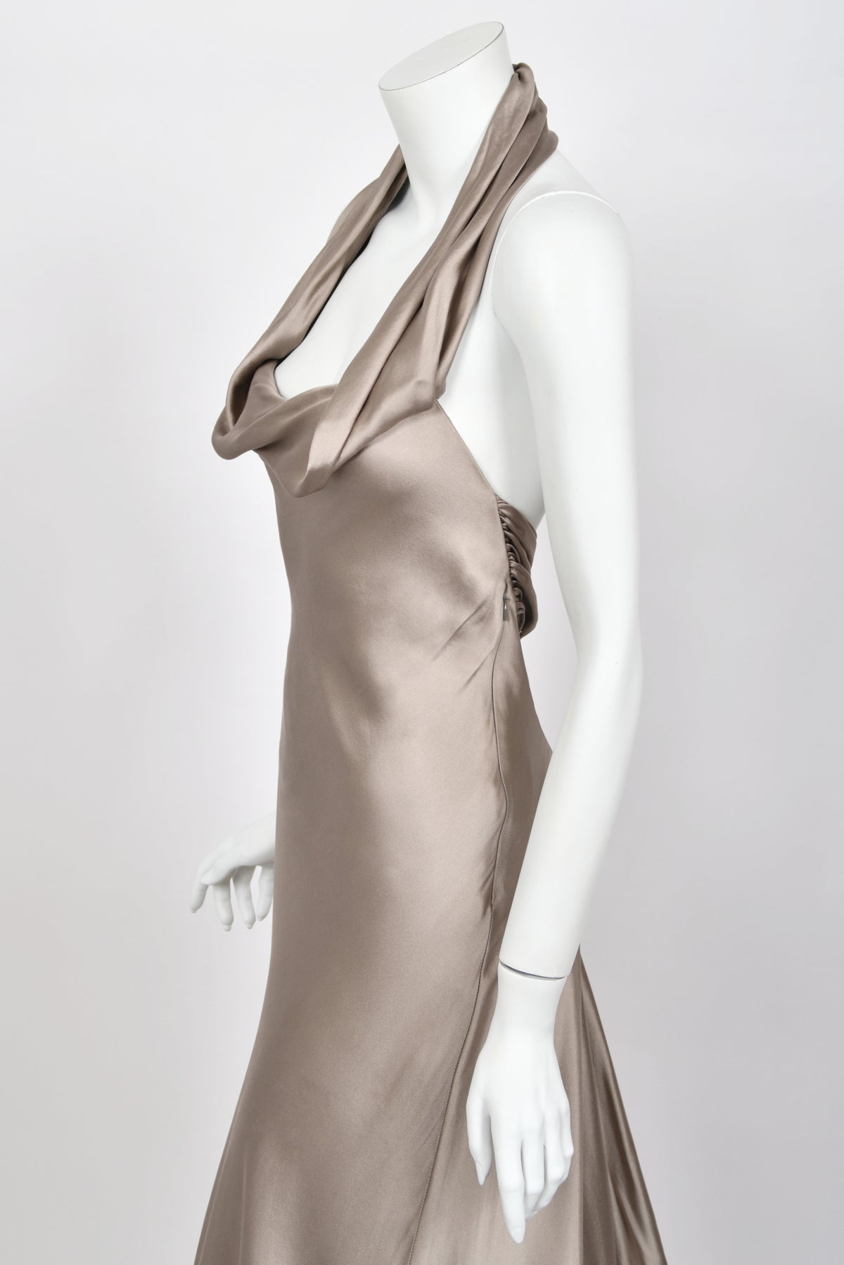 2014 Ralph Lauren Purple Label Platinum Silk Bias-Cut 'Old Hollywood' Gown w/ Optional Hood