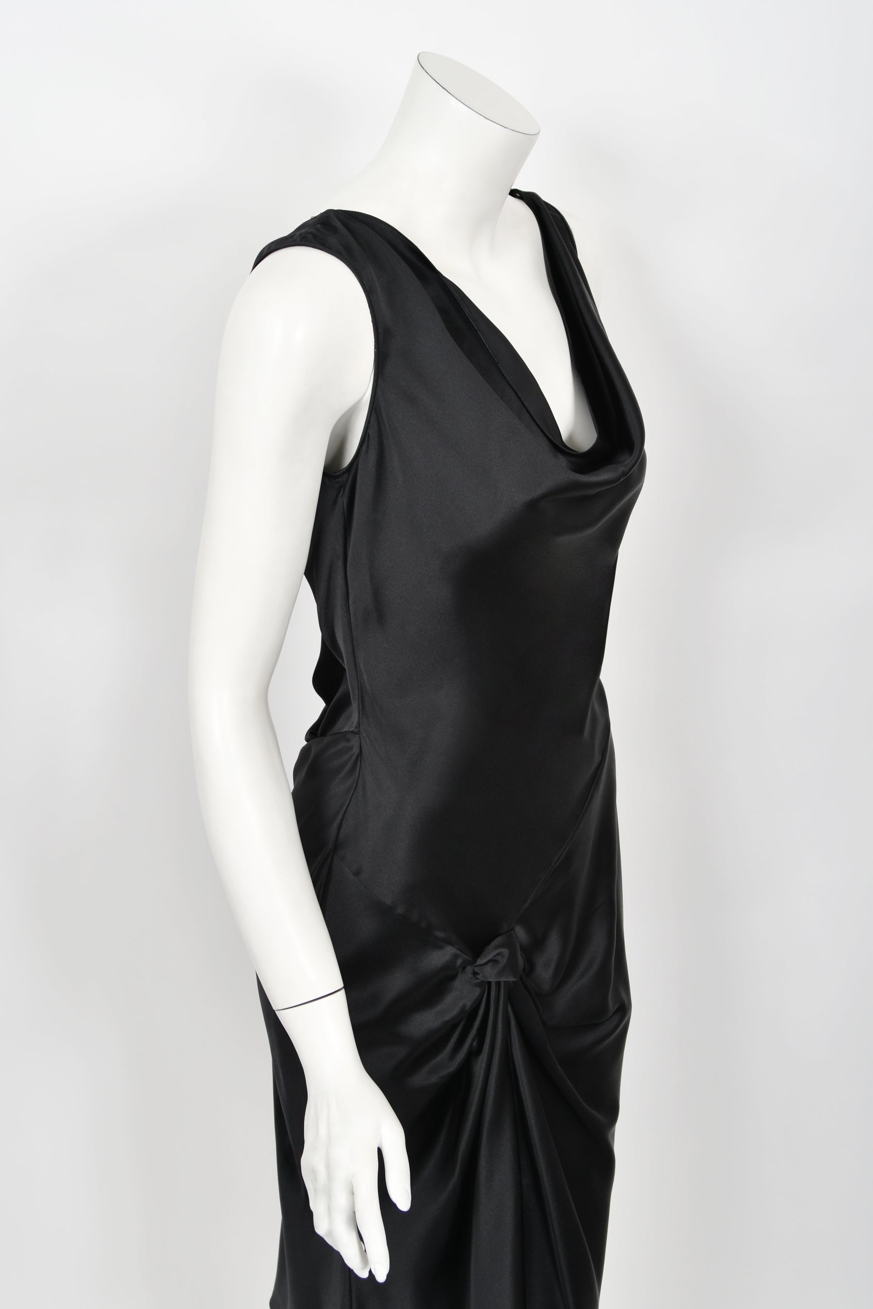 Vintage 2004 Christian Dior by John Galliano Black Silk Backless Draped Pearls Bias-Cut Dress - Timeless Vixen Vintage 2004 Christian Dior by John Galliano Black Silk Backless Draped Pearls Bias-Cut Dress - Timeless Vixen