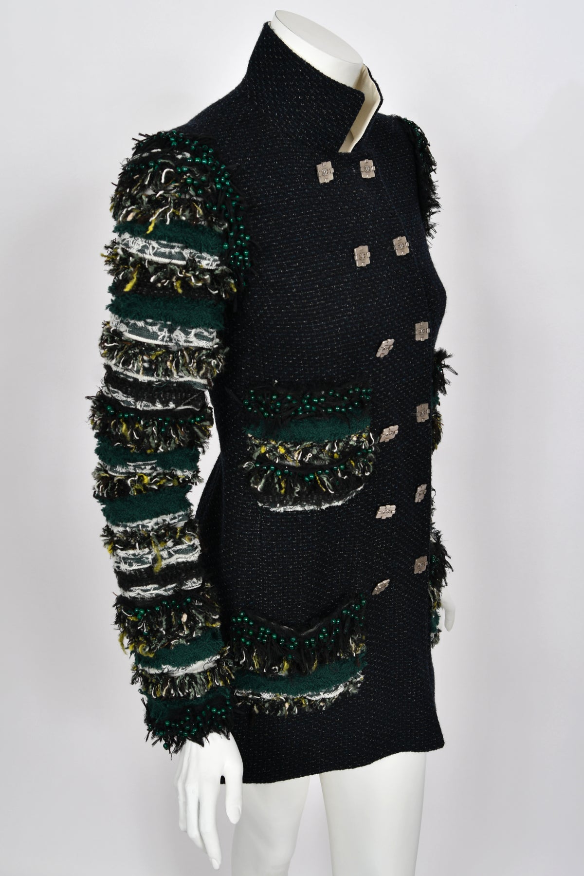2011 Chanel by Karl Lagerfeld Runway Campaign Beaded Wool Double-Breasted Jacket